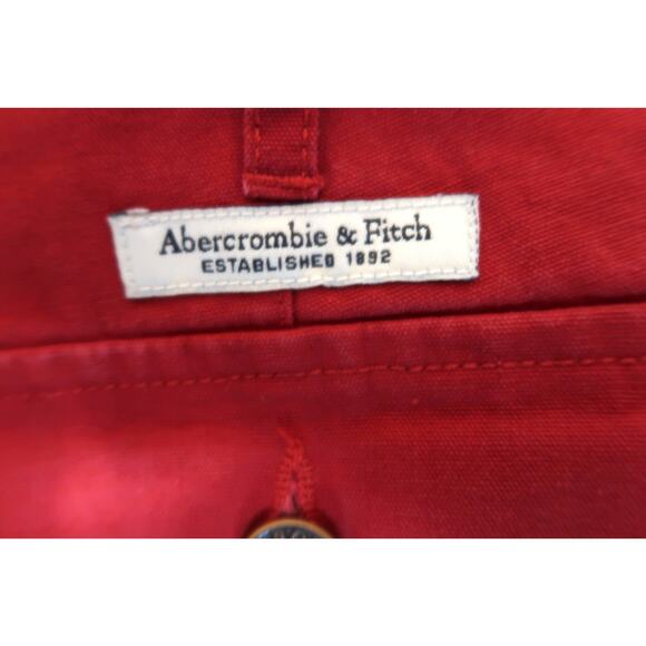 Abercrombie & Fitch Red Straight Leg Chino Pants Women  Size 10 Red Cotton Capri - Picture 3 of 6
